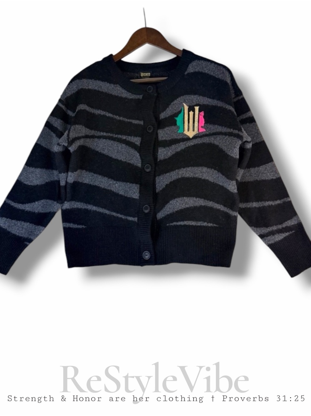 WICKED x PAUL TAZEWELL Women’s Size M Sweater Cardigan Cropped Crewneck Movie